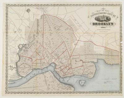 Karte der konsolidierten Stadt Brooklyn, 1861 von American School